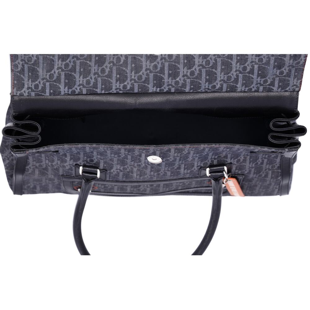 Christian Dior Flight Trotter Handbag Navy Black Orange Denim Leather - Picture 6 of 8